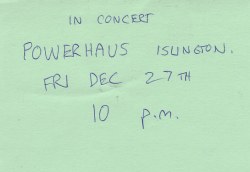 Flyer for Pulp concert at the Powerhaus, 27 December 1991