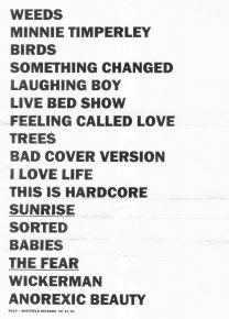 Pulp setlist for Sheffield Octagon, 19 November 2001