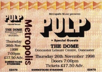 Pulp ticket for Doncaster Dome, 26 November 1998