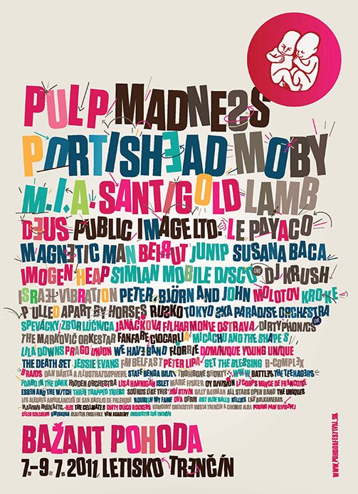 Advert for Pulp at the Pohoda Festival, 8 July 2011