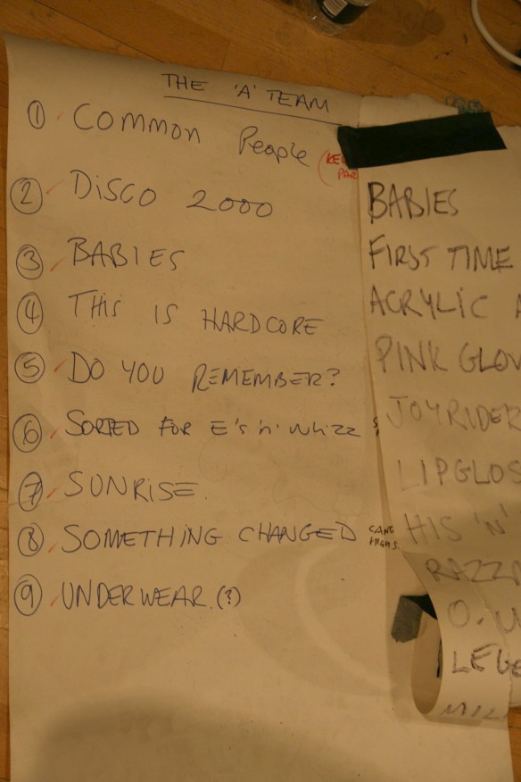 Pulp's Rehearsal List