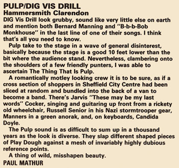 Melody Maker review of Pulp at the Hammersmith Clarendon, 9 January 1986