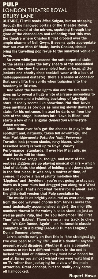 NME review for Pulp at the London Theatre Royal