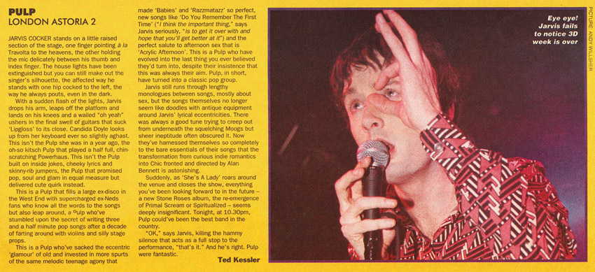 NME review of Pulp at the LA2, 23 November 1993