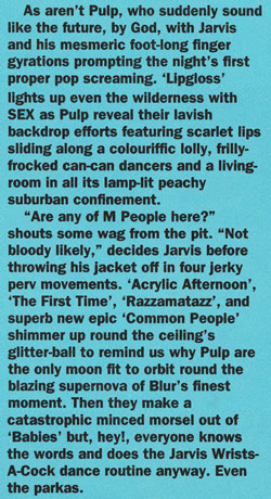 NME review of Pulp at Alexandra Palace, 7 October 1994