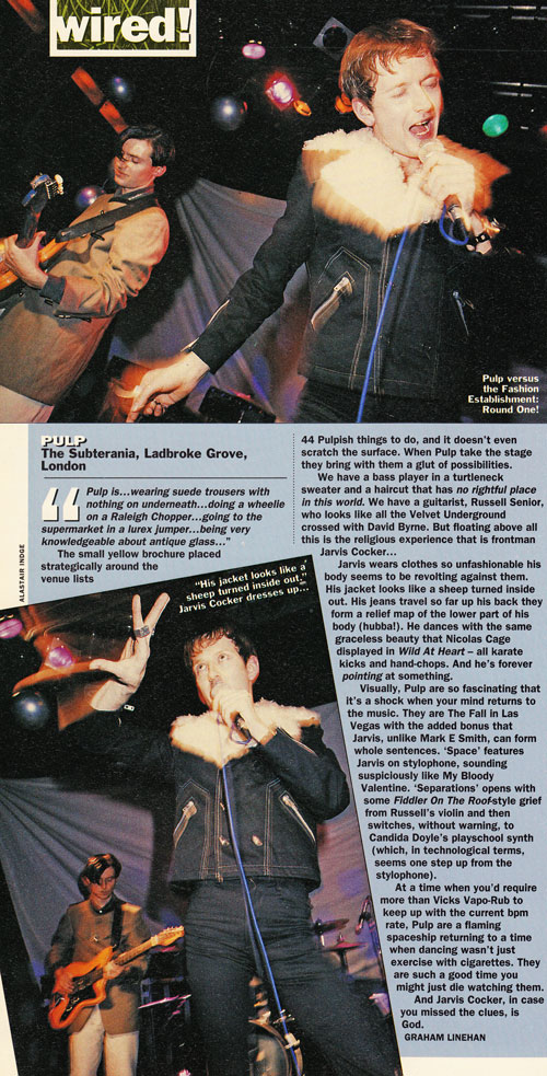 Select review of Pulp at London Subterania, 15 November 1991