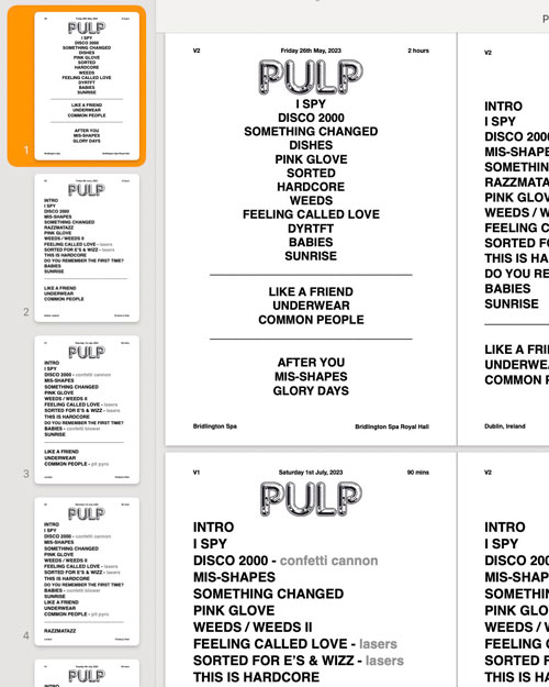 UK Summer 2023 tour setlists