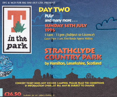 T In The Park Festival ticket