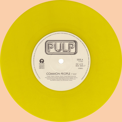 Pulp Common People 7 inch yellow vinyl