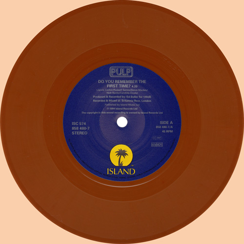 Pulp Do You Remember The First Time? 7 inch brown vinyl